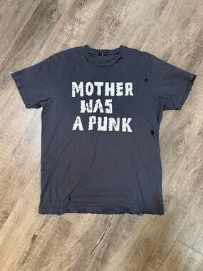 Mother Tee Shirt - Mother Was A Punk distressed Tee - size small